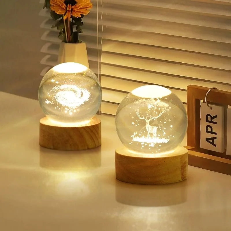 3D Crystal Solar System Night Light