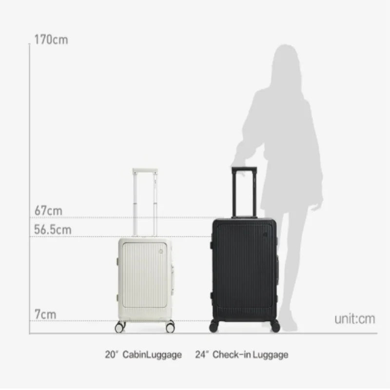 OIWAS Luggage Aluminum Alloy Frame Quiet Wheels TSA Lock PC Material Silent Rolling Suitcase Durable Travel Bag