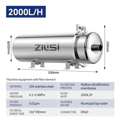 ZILISI PureMax Pro Stainless Steel Mineral Water System Filter Whole House 1000-3000L