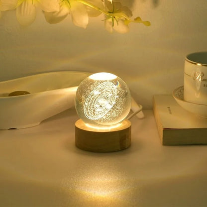 3D Crystal Solar System Night Light