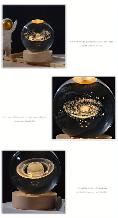 3D Crystal Solar System Night Light