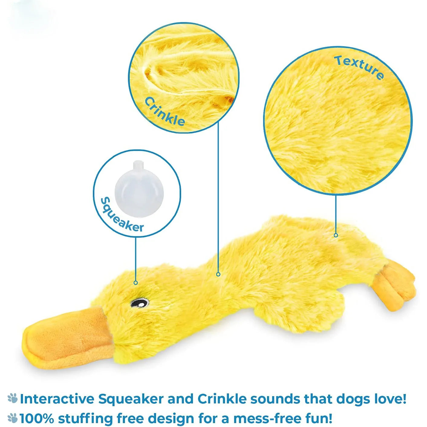 Interactive Yellow Duck Dog Plush Toy