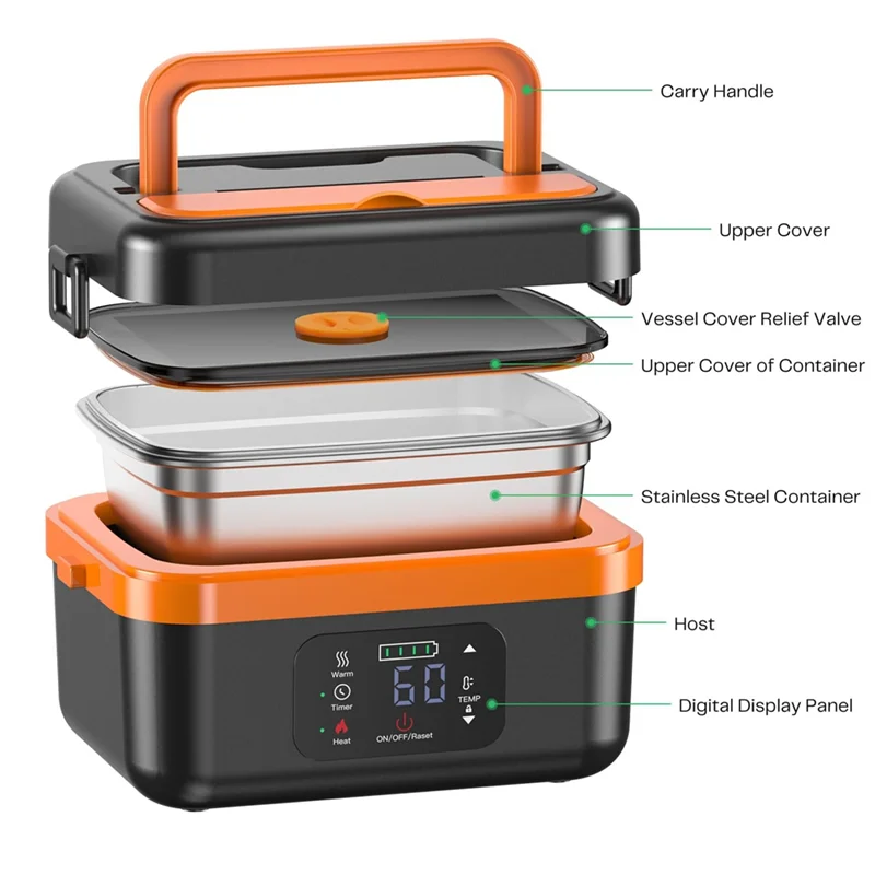 Cordless Rechargeable Self-Heating Lunch Box.