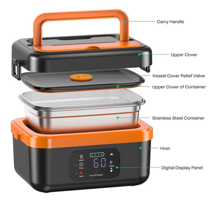Cordless Rechargeable Self-Heating Lunch Box.