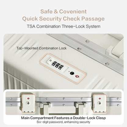OIWAS Luggage Aluminum Alloy Frame Quiet Wheels TSA Lock PC Material Silent Rolling Suitcase Durable Travel Bag
