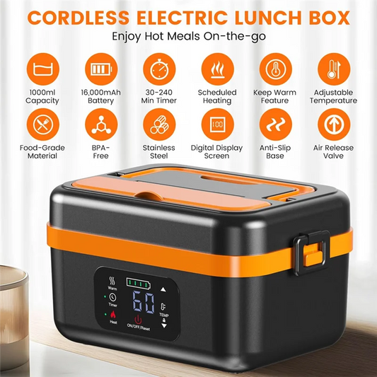 Cordless Rechargeable Self-Heating Lunch Box.