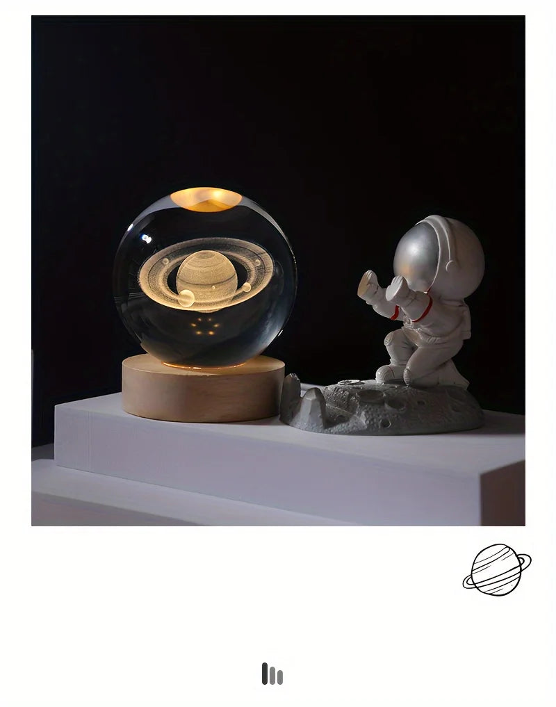 3D Crystal Solar System Night Light