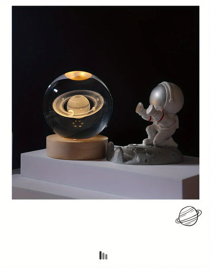 3D Crystal Solar System Night Light