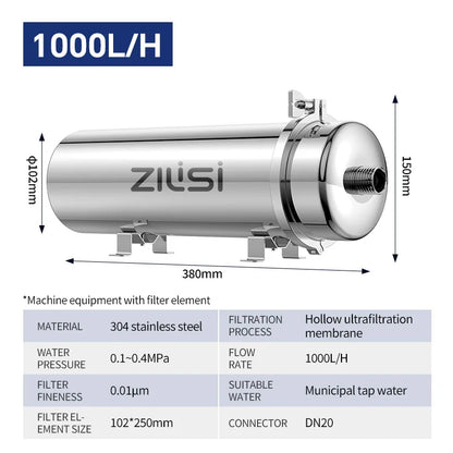 ZILISI PureMax Pro Stainless Steel Mineral Water System Filter Whole House 1000-3000L