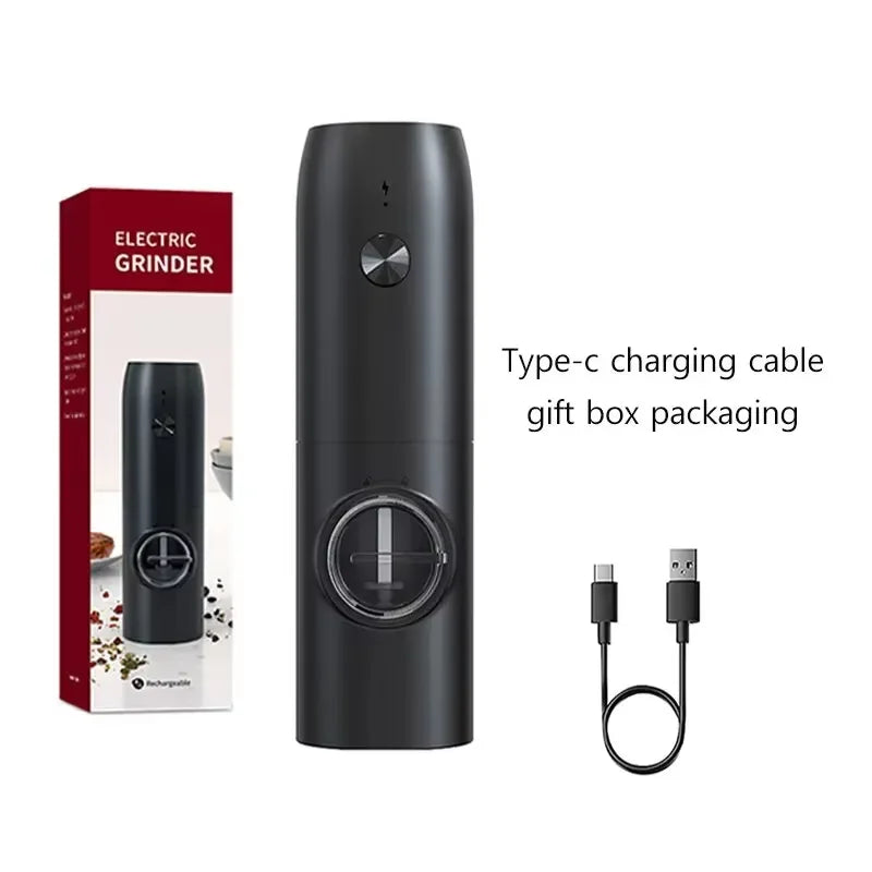 Electric Salt and Pepper Grinder Set of 2, Automatic Pepper Mill,USB Rechargeable, Adjustable Coarseness, One-handed Operation