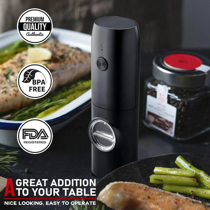 Electric Salt and Pepper Grinder Set of 2, Automatic Pepper Mill,USB Rechargeable, Adjustable Coarseness, One-handed Operation