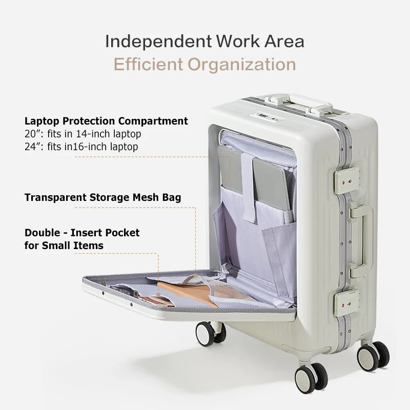 OIWAS Luggage Aluminum Alloy Frame Quiet Wheels TSA Lock PC Material Silent Rolling Suitcase Durable Travel Bag