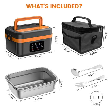Self-Heating Lunch Box, Rechargeable, for Work/Travel/Car/Office