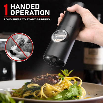 Electric Salt and Pepper Grinder Set of 2, Automatic Pepper Mill,USB Rechargeable, Adjustable Coarseness, One-handed Operation