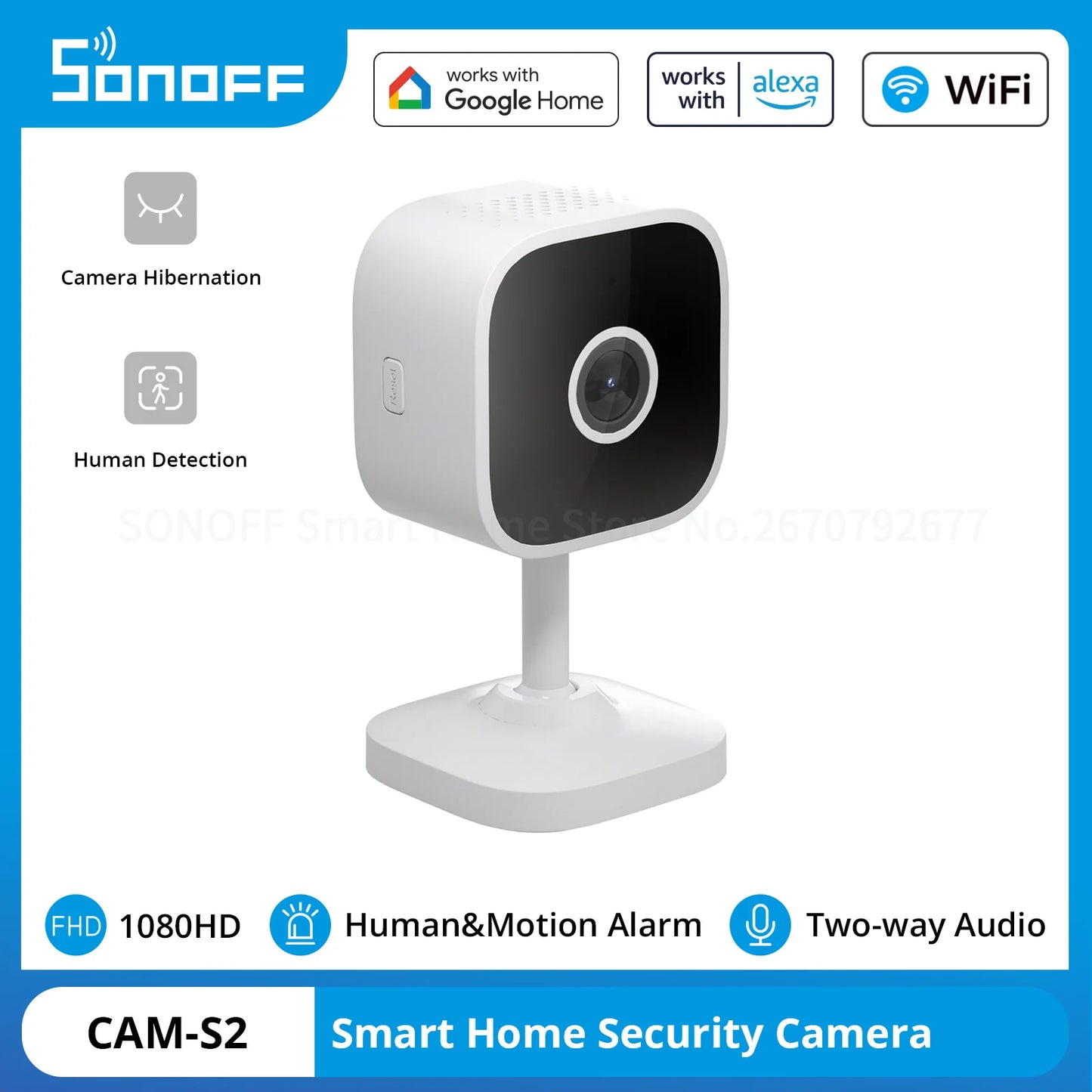 SONOFF CAM Slim Gen2 Smart Security Camera with Google Alexa for voice control
