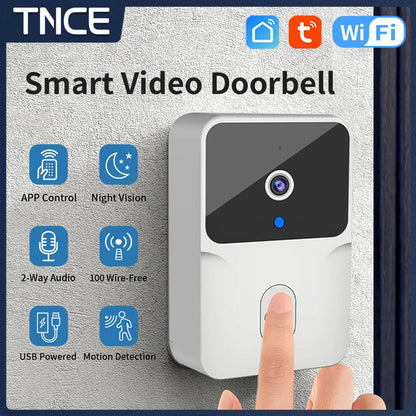 TNCE Tuya WiFi Video Doorbell Wireless HD Camera PIR Motion Detection IR Alarm Security Smart Home Door Bell WiFi Intercom