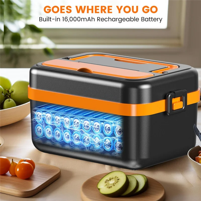 Cordless Rechargeable Self-Heating Lunch Box.